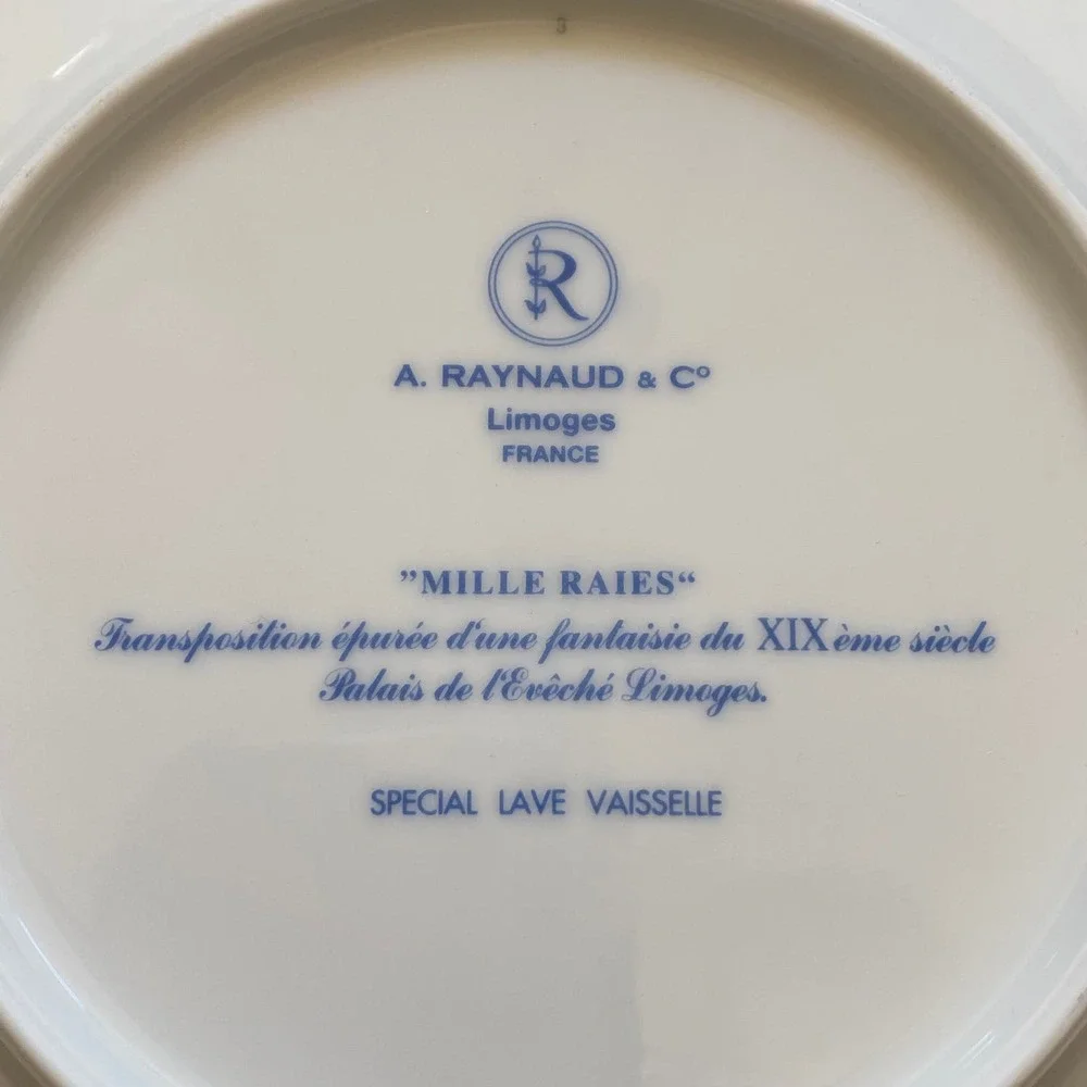 A. Raynaud & Co. Mille Raies Crinoline Blue‎ Limoges, France Salad Plate